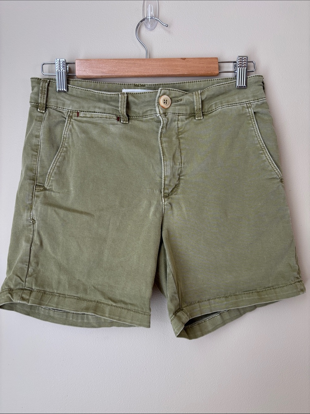 Anthropologie Women's Olive Green Casual Cotton Shorts - Size 27